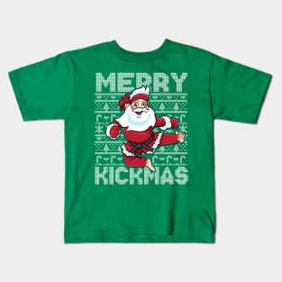 Merry Kickmas Karate Santa Claus Kung Fu Ugly Christmas Sweater Kids T-Shirt